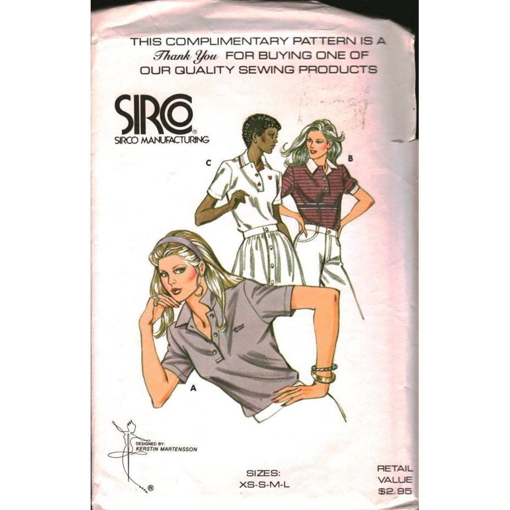 Vintage Kwik Sew 1155 Misses Polo Shirt Sewing Pattern XS-L Kerstin Martensson